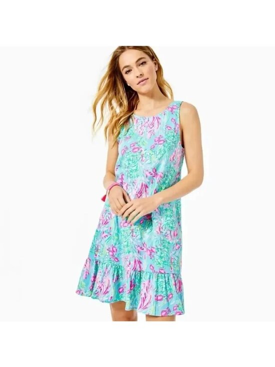 Lilly Pulitzer Dresses & Skirts - Lilly Pulitzer Kristen Flounce Dress In Amalfi Blue Best Fishes, Size XS
